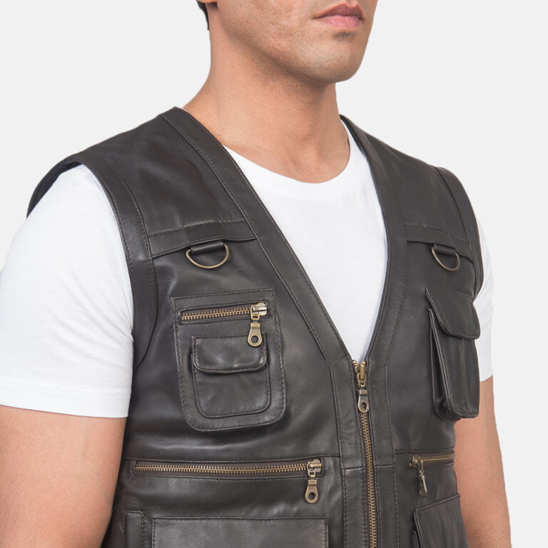 Mens Safari Brown Leather Vest_3705-9-1618225123945